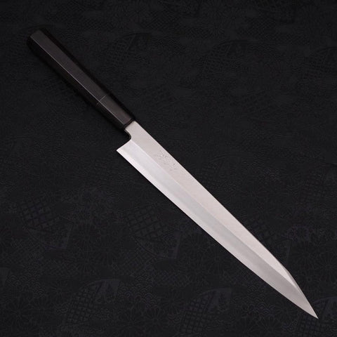 Kiritsuke Yanagiba Silver Steel #3 Kasumi Büffelhorn und Ebenholz Griff 240mm-[Musashi]-[Japan-Küchenmesser]