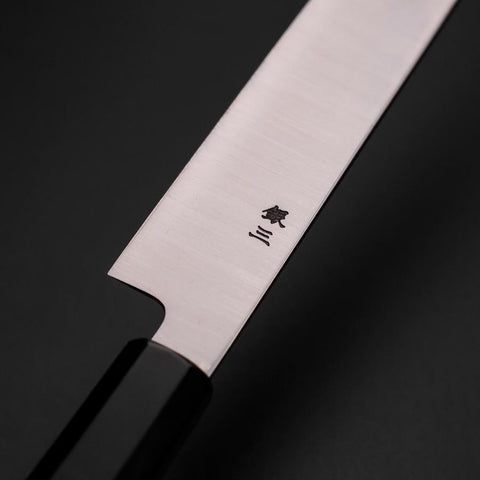 Kiritsuke Yanagiba Silver Steel #3 Kasumi Büffelhorn und Ebenholz Griff 270mm-[Musashi]-[Japan-Küchenmesser]