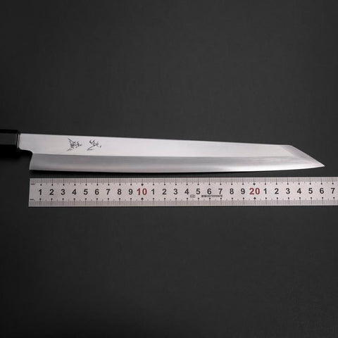 Kiritsuke Yanagiba Silver Steel #3 Kasumi Büffelhorn und Ebenholz Griff 270mm-[Musashi]-[Japan-Küchenmesser]