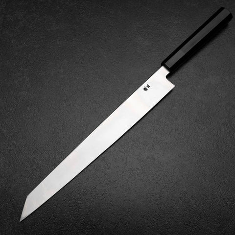 Kiritsuke Yanagiba Silver Steel #3 Kasumi Büffelhorn und Ebenholz Griff 300mm-[Musashi]-[Japan-Küchenmesser]