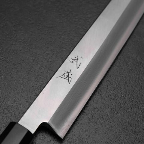 Kiritsuke Yanagiba Silver Steel #3 Kasumi Büffelhorn und Ebenholz Griff 300mm-[Musashi]-[Japan-Küchenmesser]