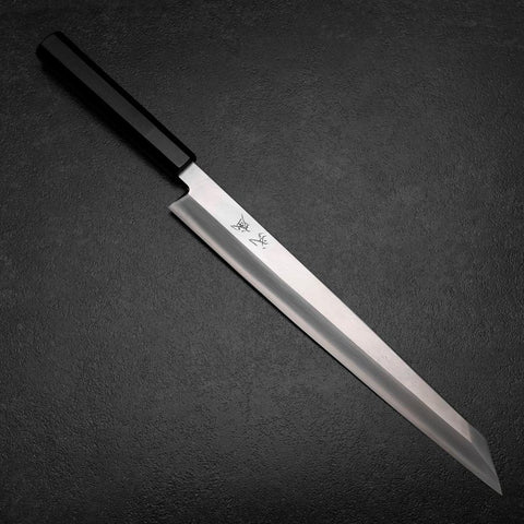 Kiritsuke Yanagiba Silver Steel #3 Kasumi Büffelhorn und Ebenholz Griff 300mm-[Musashi]-[Japan-Küchenmesser]