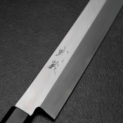 Kiritsuke Yanagiba Silver Steel #3 Kasumi Büffelhorn und Ebenholz Griff 300mm (Sori)-[Musashi]-[Japan-Küchenmesser]