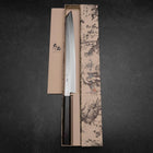 Kiritsuke Yanagiba Silver Steel #3 Kasumi Büffelhorn und Ebenholz Griff 300mm (Sori)-[Musashi]-[Japan-Küchenmesser]