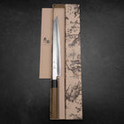 Kiritsuke Yanagiba Silver Steel #3 Kasumi Büffelhorn und Magnolienholz Griff 270mm-[Musashi]-[Japan-Küchenmesser]