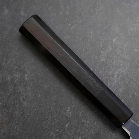 Koyanagi Blue Steel #2 Kurouchi Damast Büffelhorn und Ebenholz Griff 135mm-[Musashi]-[Japan-Küchenmesser]