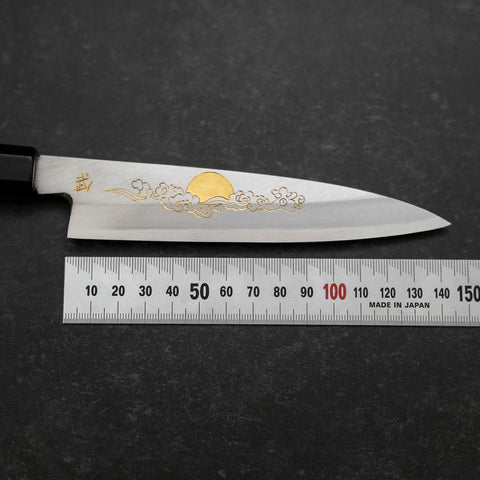 Koyanagi White Steel #2 Kasumi Chokin Glückswolke Büffelhorn und Ebenholz Griff 135mm-[Musashi]-[Japan-Küchenmesser]