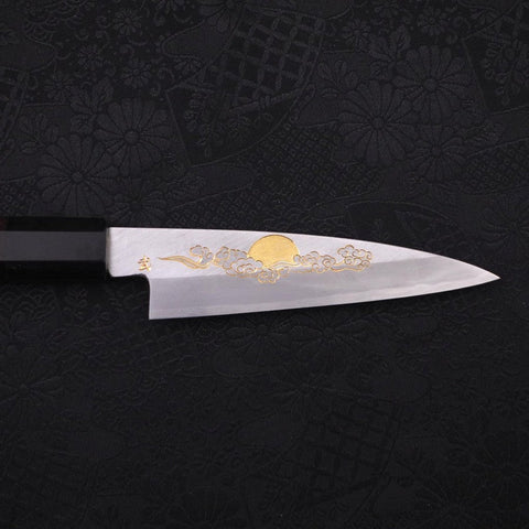 Koyanagi White Steel #2 Kasumi Chokin "Sonne Im Wolkenmeer" Büffelhorn und Ebenholz Griff 110mm-[Musashi]-[Japan-Küchenmesser]