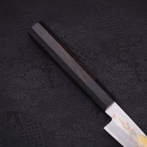 Koyanagi White Steel #2 Kasumi Chokin "Sonne Im Wolkenmeer" Büffelhorn und Ebenholz Griff 110mm-[Musashi]-[Japan-Küchenmesser]