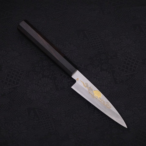 Koyanagi White Steel #2 Kasumi Chokin "Sonne Im Wolkenmeer" Büffelhorn und Ebenholz Griff 110mm-[Musashi]-[Japan-Küchenmesser]