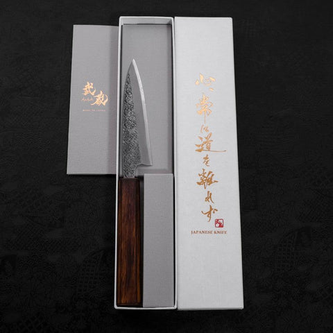 Koyanagi White Steel #2 Nashiji Sumi Urushi Griff 120mm-[Musashi]-[Japan-Küchenmesser]