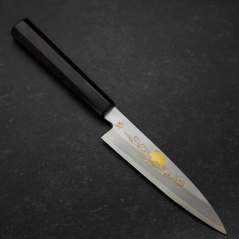 Koyanagi White steel #2 Kasumi Chokin Glückswolke Büffelhorn und Ebenholz Griff 135mm-[Musashi]-[Japan-Küchenmesser]