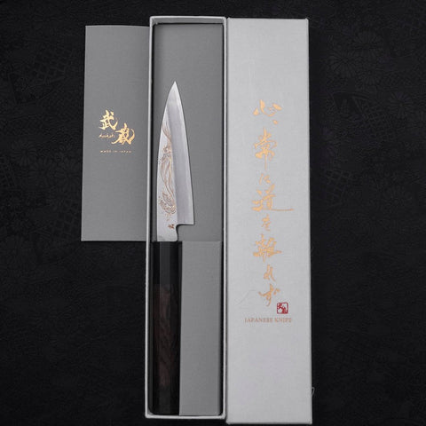 Koyanagi White Steel #2 Kasumi Chokin Nami Buffalo Ebony Handle 110mm-[Musashi]-[Japanese-Kitchen-Knives]