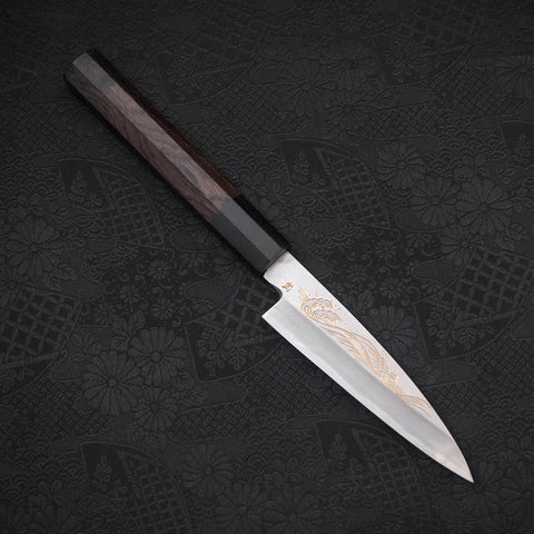 Koyanagi White Steel #2 Kasumi Chokin Nami Buffalo Ebony Handle 110mm-[Musashi]-[Japanese-Kitchen-Knives]