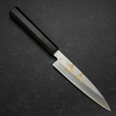 Koyanagi White steel #2 Kasumi Chokin Schmetterling Büffelhorn und Ebenholz Griff 135mm-[Musashi]-[Japan-Küchenmesser]