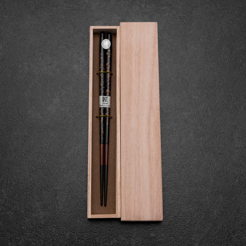 Urushi Gasumi Schwarze Lackierte Essstäbchen 230mm mit Paulownia-Holzbox