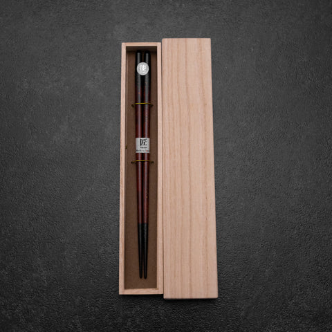 Urushi Ariake Schwarze Lackierte Essstäbchen 230mm mit Paulownia-Holzbox