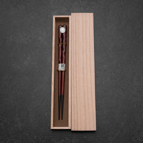 Urushi Hori Benkei Rote Lackierte Essstäbchen aus Holz 210mm mit Paulownia-Holzbox