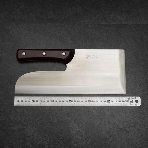 Menkiri (Nudelmesser) Blue Steel #2 Poliert Roter Urushi Griff 300mm-[Musashi]-[Japan-Küchenmesser]