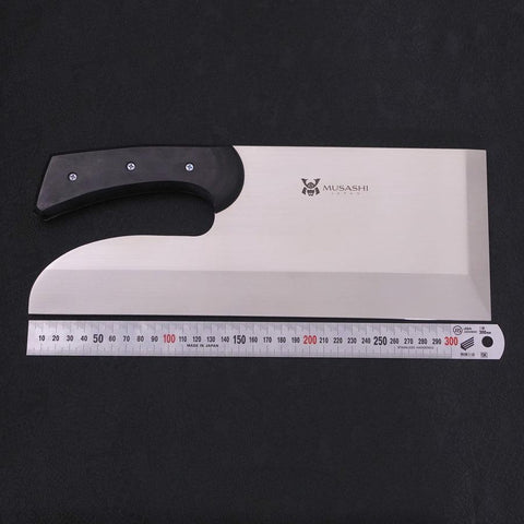 Menkiri (Nudelmesser) Molybdän Poliert Schwarzer Kirschholz Griff 330mm-[Musashi]-[Japan-Küchenmesser]
