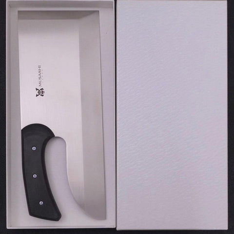 Menkiri (Nudelmesser) Molybdän Poliert Schwarzer Kirschholz Griff 330mm-[Musashi]-[Japan-Küchenmesser]
