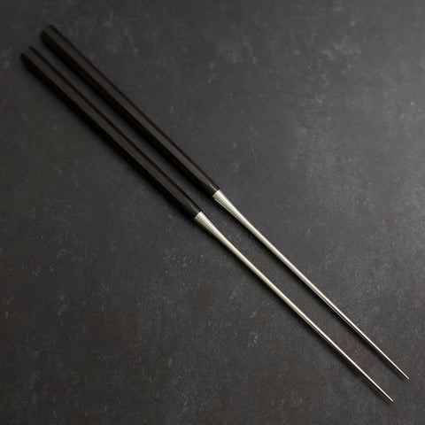 Moribashi Essstäbchen Honyaki Edelstahl Schwarzer Ishime Griff 150mm-[Musashi]-[Japan-Küchenmesser]