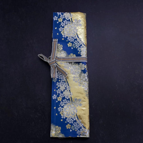 Musashi Japanese Style Kitchen Knife Roll Blue-Golden Sakura River 1 Pockets Handmade-[Musashi]-[Japan-Küchenmesser]