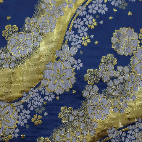 Musashi Japanese Style Kitchen Knife Roll Blue-Golden Sakura River 4 Pockets Handmade-[Musashi]-[Japan-Küchenmesser]