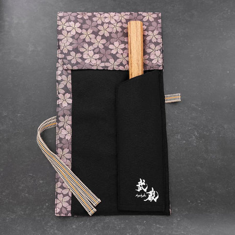 Musashi Japanese Style Kitchen Knife Roll Purple Sakura 1 Pocket Handmade-[Musashi]-[Japan-Küchenmesser]