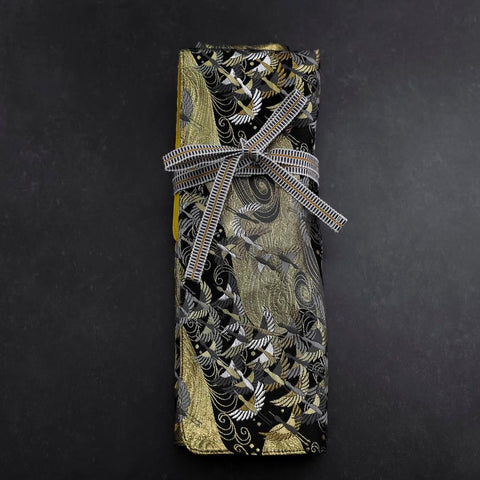 Musashi Japanese Style Kitchen Knife Roll Uzumaki Tsuru-Mai 4 Pockets Handmade-[Musashi]-[Japan-Küchenmesser]