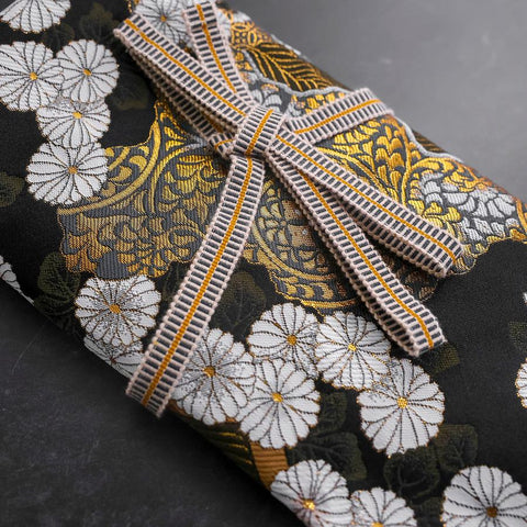 Musashi Japanese Style Kitchen Knife Roll Yamagata Kikkamon Black 4 Pockets Handmade-[Musashi]-[Japan-Küchenmesser]