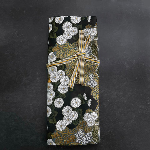 Musashi Japanese Style Kitchen Knife Roll Yamagata Kikkamon Black 4 Pockets Handmade-[Musashi]-[Japan-Küchenmesser]