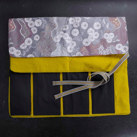 Musashi Japanese Style Kitchen Knife Roll Yamagata Kikkamon Fuji 4 Pockets Handmade-[Musashi]-[Japan-Küchenmesser]
