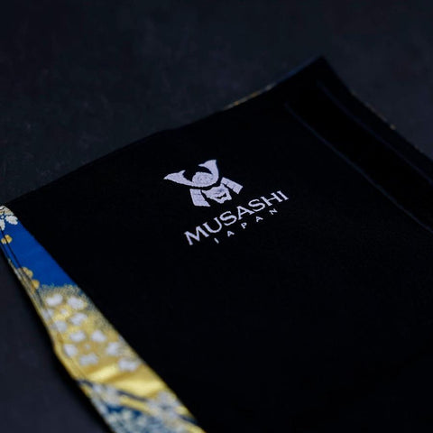 Musashi Japanische Küchenmesser Rolle Blau-Gold Sakura Fluss 1 Tasche Handgefertigt-[Musashi]-[Japan-Küchenmesser]