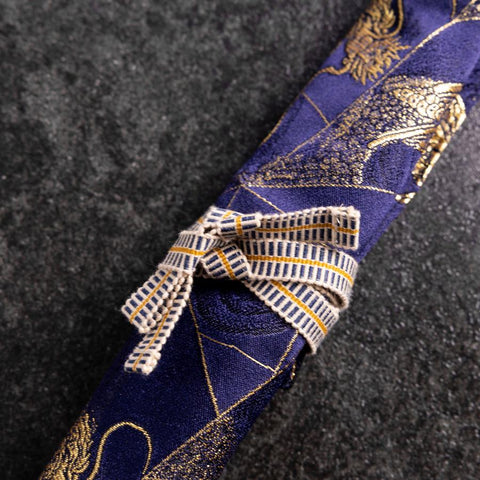 Musashi Japanische Küchenmesser Rolle Blau-Goldener Drache 1 Tasche Handgefertigt-[Musashi]-[Japan-Küchenmesser]