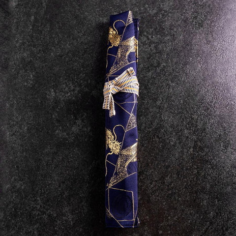 Musashi Japanische Küchenmesser Rolle Blau-Goldener Drache 1 Tasche Handgefertigt-[Musashi]-[Japan-Küchenmesser]