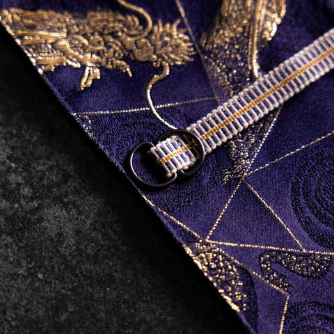 Musashi Japanische Küchenmesser Rolle Blau-Goldener Drache 2 Taschen Handgefertigt-[Musashi]-[Japan-Küchenmesser]