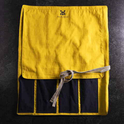 Musashi Japanische Küchenmesser Rolle Blau-Goldener Drache 4 Taschen Handgefertigt-[Musashi]-[Japan-Küchenmesser]