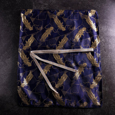 Musashi Japanische Küchenmesser Rolle Blau-Goldener Drache 4 Taschen Handgefertigt-[Musashi]-[Japan-Küchenmesser]