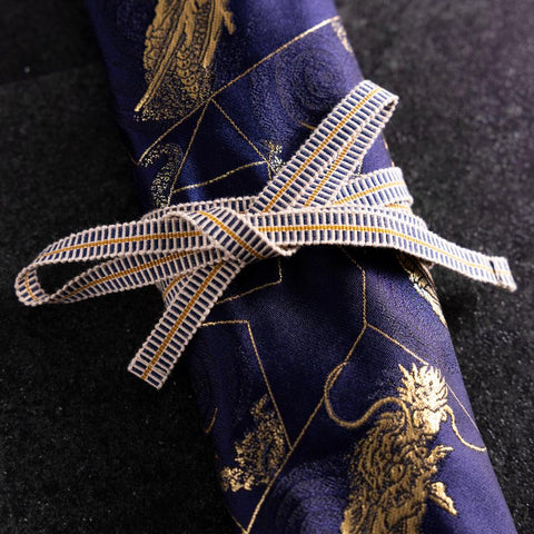 Musashi Japanische Küchenmesser Rolle Blau-Goldener Drache 4 Taschen Handgefertigt-[Musashi]-[Japan-Küchenmesser]
