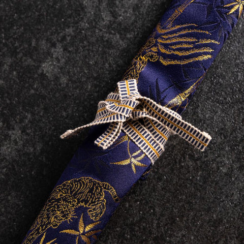 Musashi Japanische Küchenmesser Rolle Blau-Goldener Tiger 1 Tasche Handgefertigt-[Musashi]-[Japan-Küchenmesser]