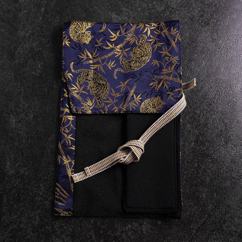Musashi Japanische Küchenmesser Rolle Blau-Goldener Tiger 1 Tasche Handgefertigt-[Musashi]-[Japan-Küchenmesser]