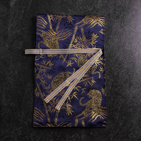 Musashi Japanische Küchenmesser Rolle Blau-Goldener Tiger 1 Tasche Handgefertigt-[Musashi]-[Japan-Küchenmesser]