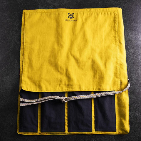 Musashi Japanische Küchenmesser Rolle Blau-Goldener Tiger 4 Taschen Handgefertigt-[Musashi]-[Japan-Küchenmesser]