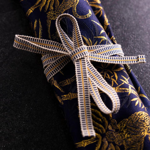 Musashi Japanische Küchenmesser Rolle Blau-Goldener Tiger 4 Taschen Handgefertigt-[Musashi]-[Japan-Küchenmesser]