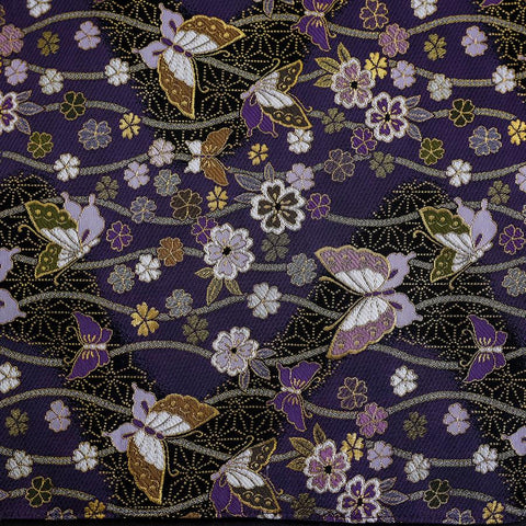 Musashi Japanische Küchenmesser Rolle Lila-Gold Schmetterling & Sakura 4 Taschen Handgefertigt-[Musashi]-[Japan-Küchenmesser]