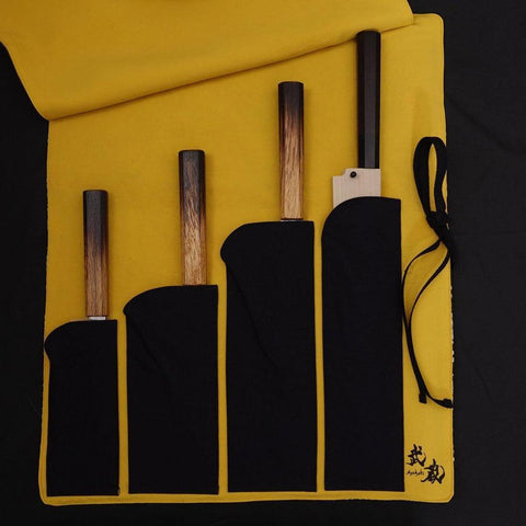 Musashi Japanische Küchenmesser Rolle Schwarz Phönix, 4 Taschen, Handgefertigt-[Musashi]-[Japan-Küchenmesser]