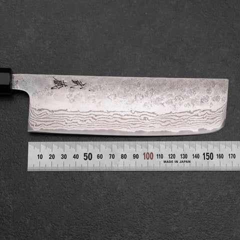 Nakiri 440C Nashiji Damast Büffelhorn und Bubinga Griff 165mm-[Musashi]-[Japan-Küchenmesser]