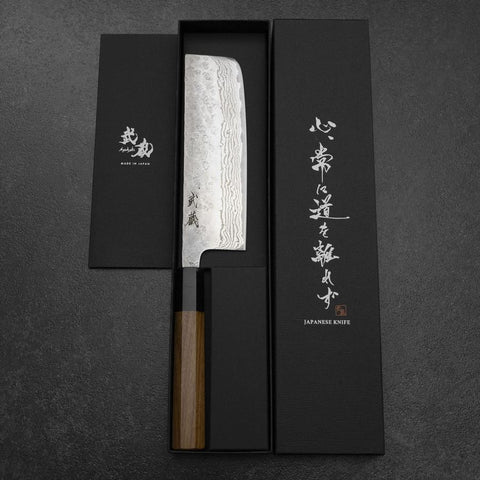 Nakiri 440C Nashiji Damast Büffelhorn und Bubinga Griff 165mm-[Musashi]-[Japan-Küchenmesser]