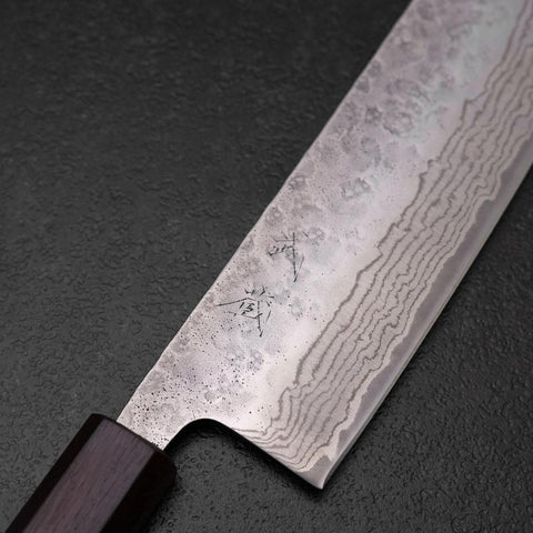 Nakiri 440C Nashiji Damast Lila Urushi Griff 165mm-[Musashi]-[Japan-Küchenmesser]